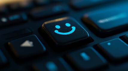 Fototapeta premium A keyboard with a smiley face on it