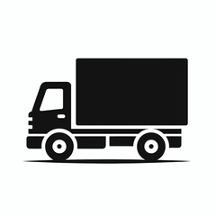 very simple flat and single minimalist Truck Silhouette in black on a white background