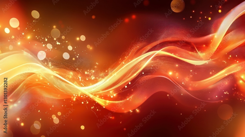 Poster an abstract fiery and glowing artistic representation with movement and dynamism