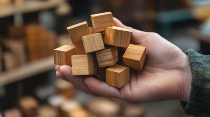 Hand-Displayed Wooden Cubes Representing Buyer Profiles: Unveiling Customer Characteristics and Psychological Insights