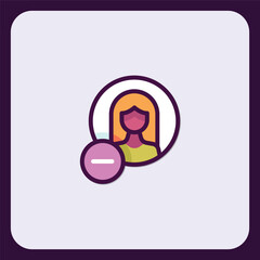Remove Female Profile Icon, User Interface Element, Digital Avatar Deletion