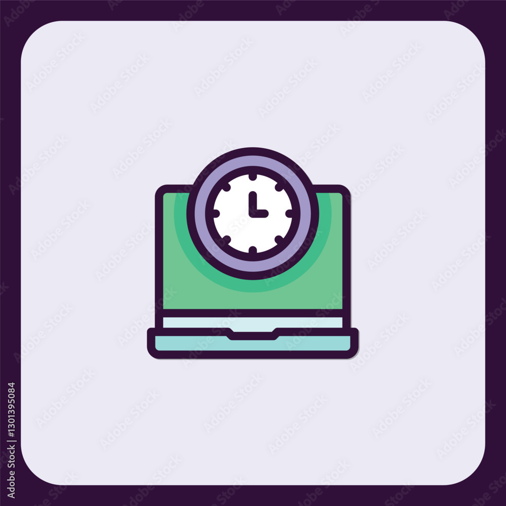 Poster laptop screen displaying a clock icon: time management concept