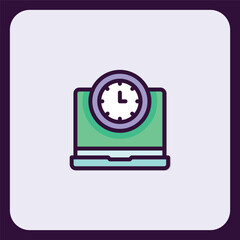 Laptop Screen Displaying a Clock Icon: Time Management Concept