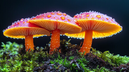 Close-up of mushrooms in the forest, macro photography, photorealistic landscapes. I can't believe how beautiful these are.