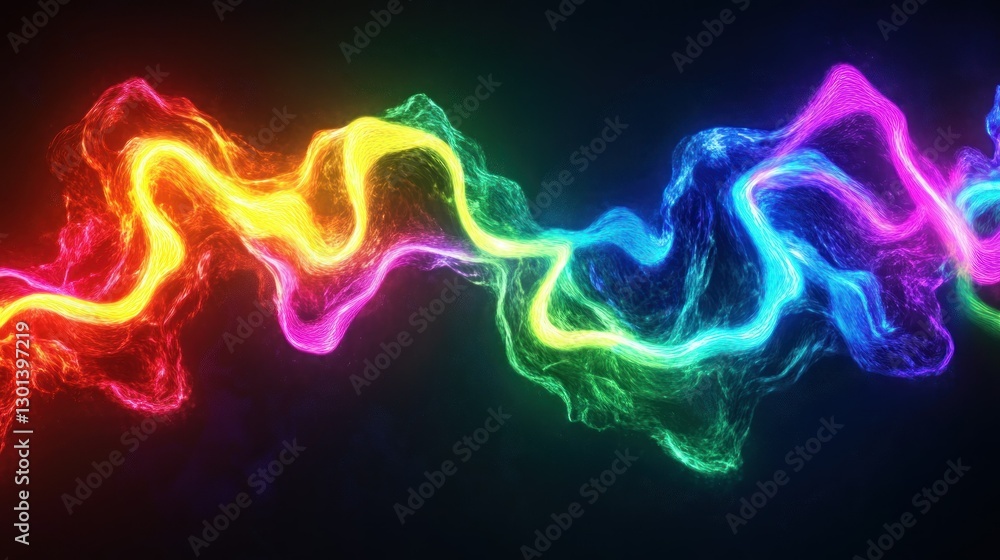 Poster a vibrant and colorful abstract representation across a dark background