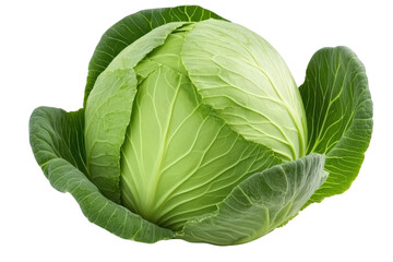 Obraz premium A fresh head of savoy cabbage with wrinkled leaves, isolated on transparent background, PNG file
