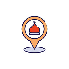 Mosque Location icon design with white background stock illustration