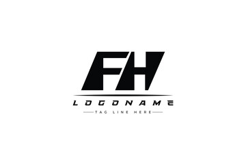 FH racer logo. Racing logo design for racing, driving and car or motorsport.
