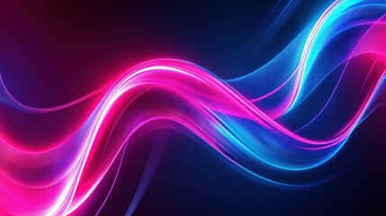 Abstract swirling lines of magenta and blue colors on dark background