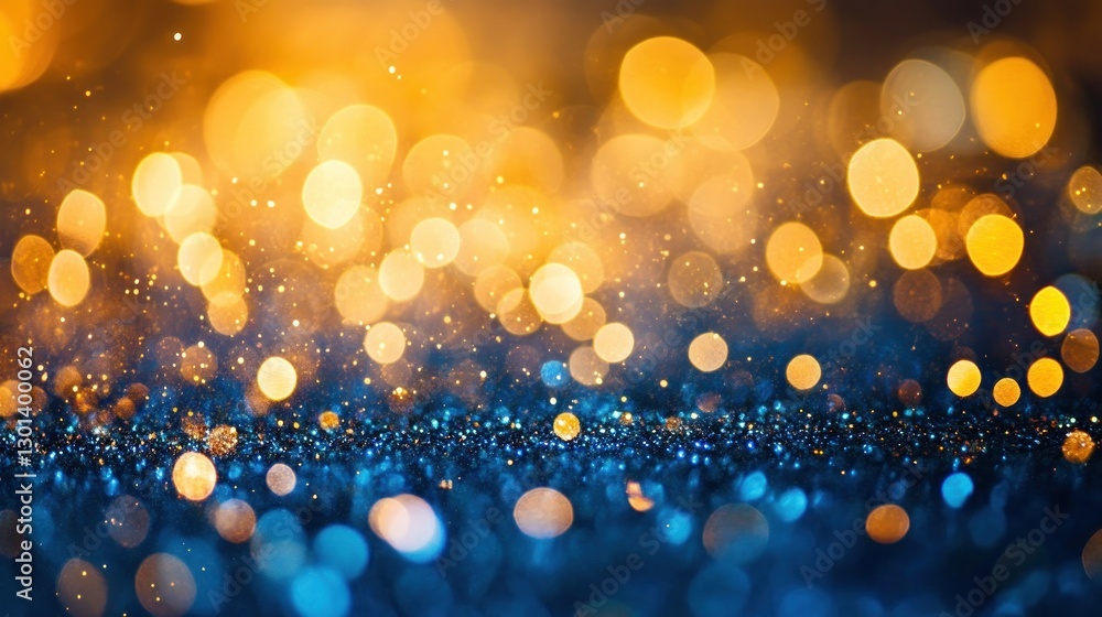 Poster yellow and blue bokeh particles creating abstract and colorful imagery