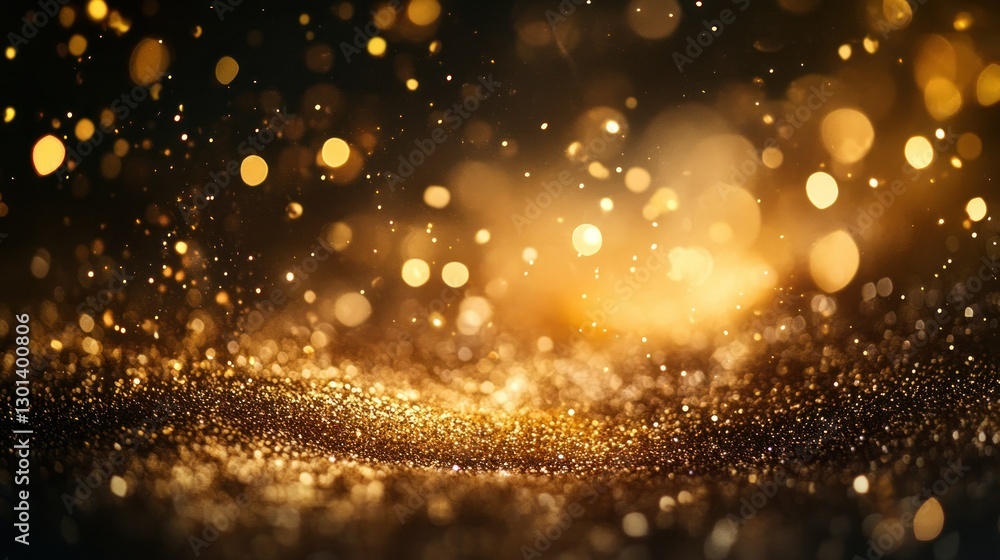 Aufkleber golden glitter and bokeh creating a shining luminous abstract background