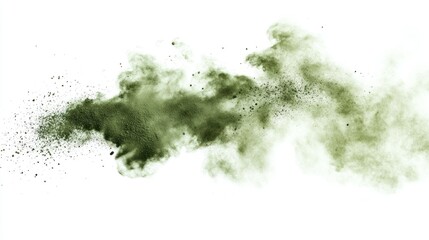 A cloud of green smoke in the shape of a long explosion