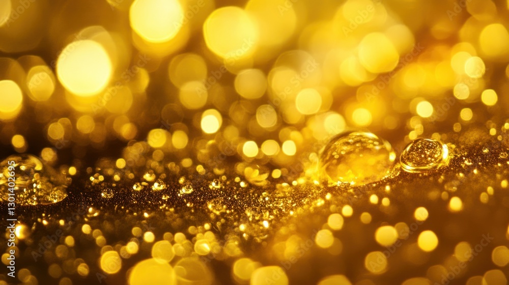 Aufkleber glowing gold droplets and bokeh create a dazzling abstract background image