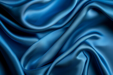 Obraz premium Abstract Blue Fabric Texture. Silk Waves and Flowing Satin Surface Pattern