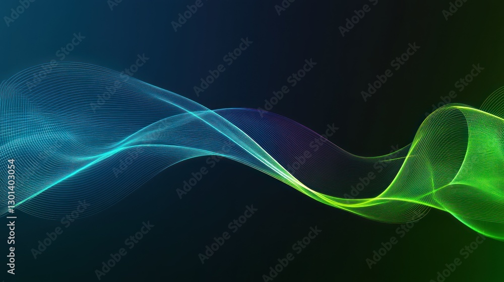 Poster abstract colorful lines flowing and curving across a dark background