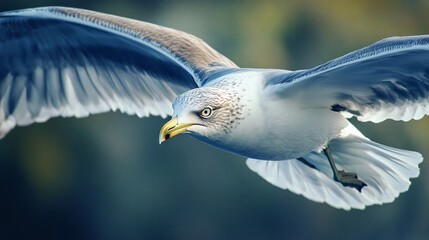 Majestic Seagull in Flight over Ocean, Perfect for Wildlife Websites, Brochures, and Blogs