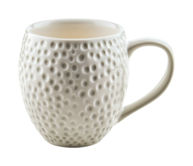 Unique ceramic mug design features a textured surface, perfect for coffee and tea enjoyment at home or in the office, cut out