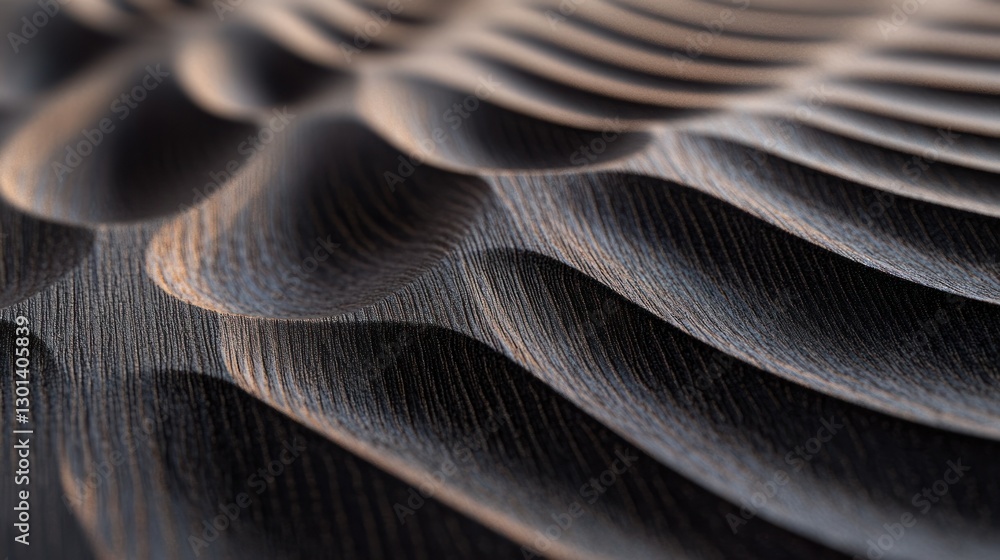 Poster wooden surface with deep relief depicting an undulating pattern