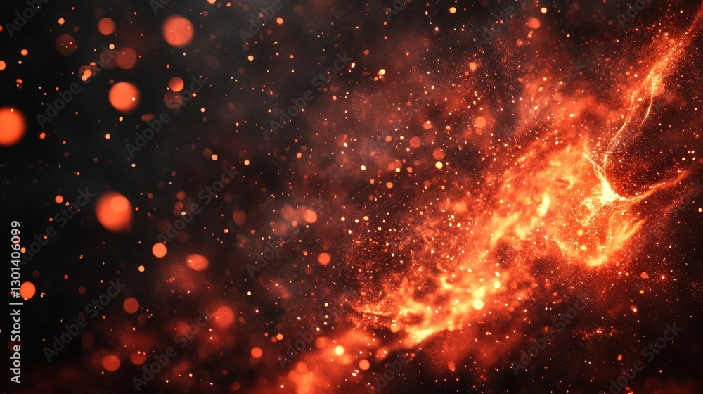 Aufkleber glowing particle cloud in dark space with scattered lights