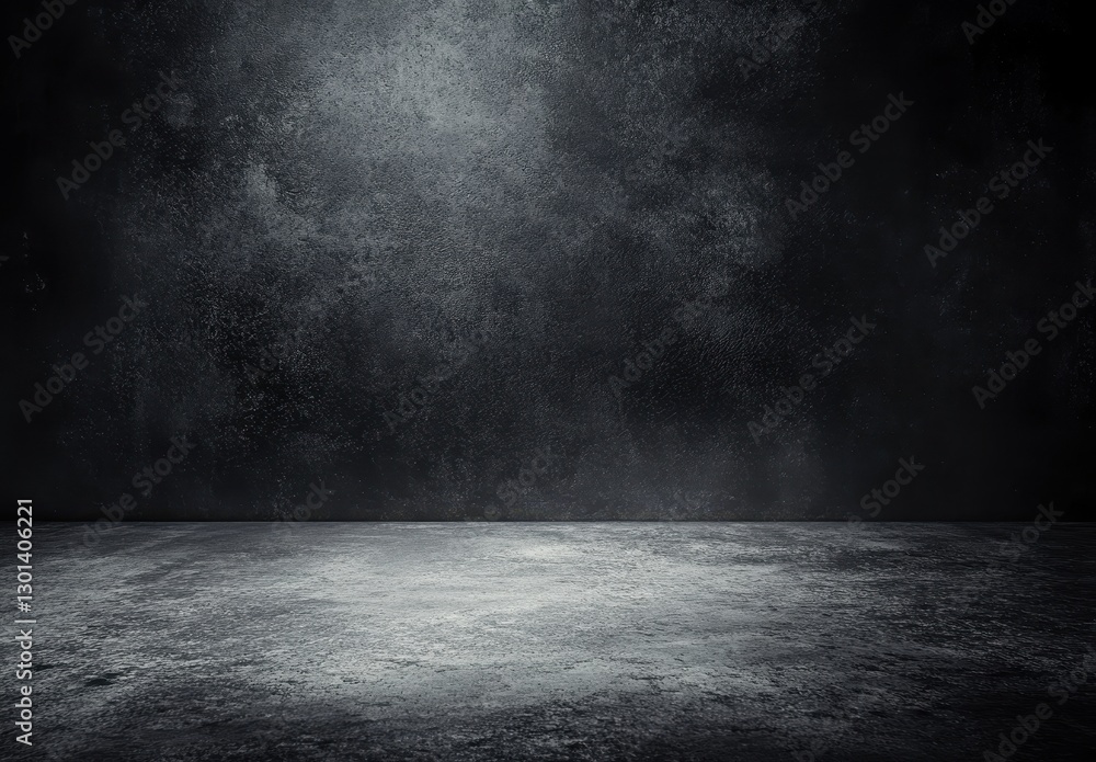 Poster dark abstract background with textured gray wall and concrete floor perfect for photographic display