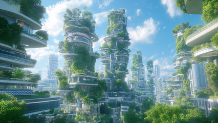 Obraz premium Eco-City of the Future: Harmony Between Nature and Technology