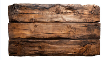Old Wooden Sign on White Background
