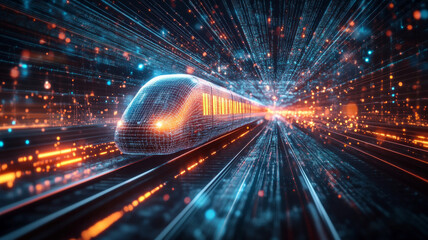 A train is shown in a computer generated image