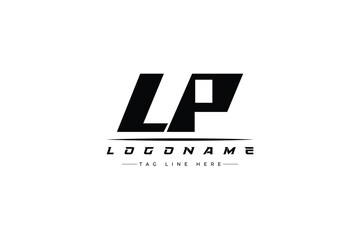 LP racer logo. Racing logo design for racing, driving and car or motorsport.