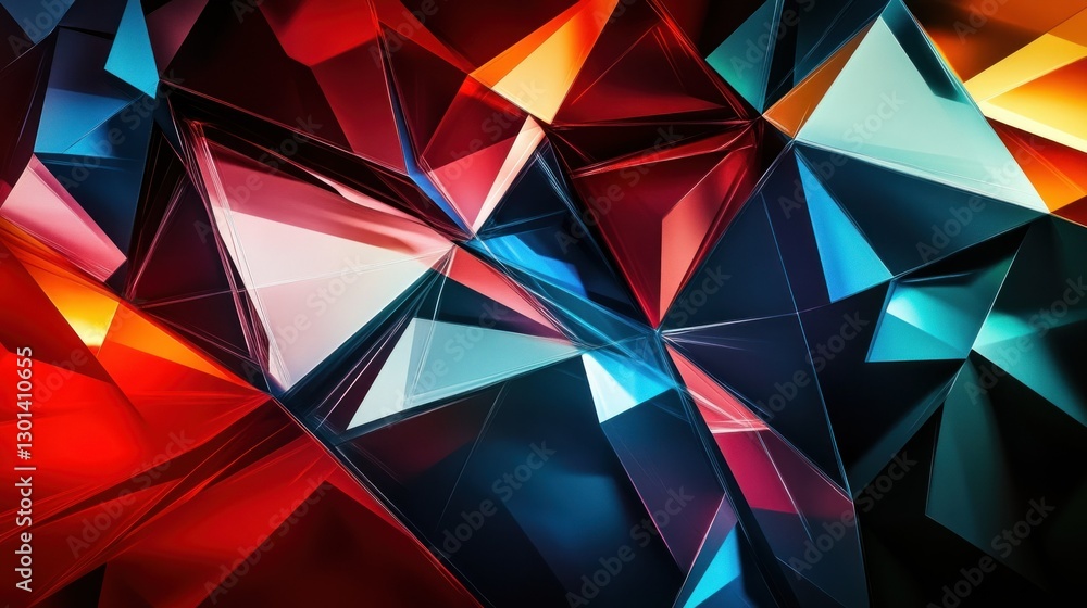 Poster colorful abstract image of angular shapes and intersecting lines