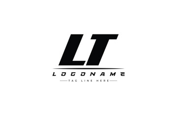 LT racer logo. Racing logo design for racing, driving and car or motorsport.