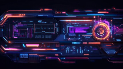 Obraz premium Futuristic digital user interface with glowing lines and abstract elements