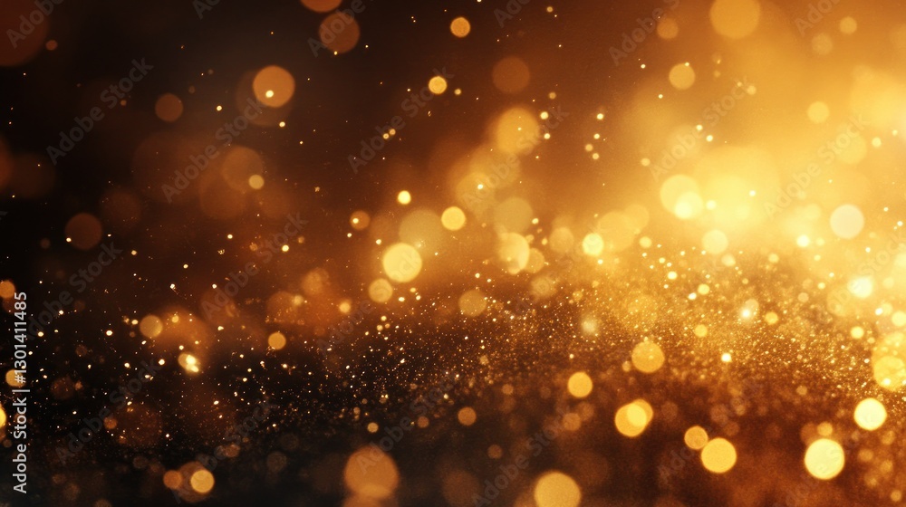 Poster abstract bokeh background of golden lights and particles shimmering softly
