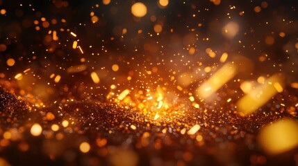 Obraz premium Bright particles and lights glow amidst a darkened background