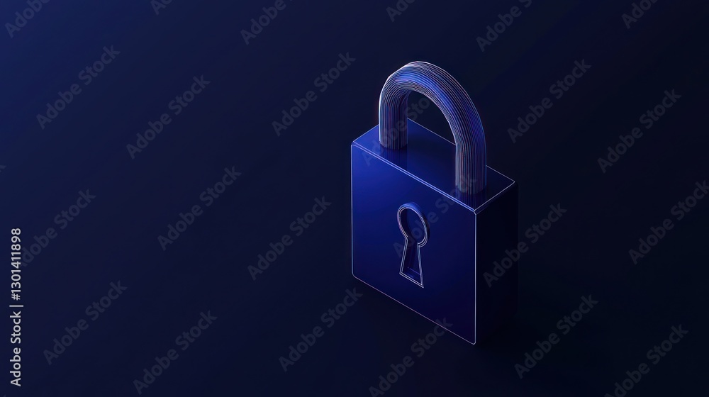 Poster cybersecurity: a 3d render of a padlock symbolizing digital security and data protection