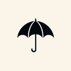 very simple flat and single minimalist Umbrella Silhouette in black on a white background