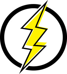 Flash lightning power icon. Energy and thunder electricity symbol concept. Thunder bolt flash vector isolated on transparent background, yellow flash lightning bolt icon. Vector illustration.
