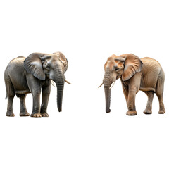 Obraz premium A large grey elephant walking in profile with its trunk extended