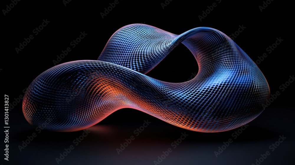 Poster abstract 3d render: a mesmerizing network of curves and hues
