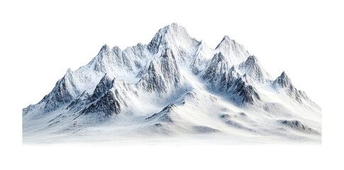 Obraz premium Majestic snow-capped mountains rising in the winter sunlight, perfect for outdoor adventure themes and nature exploration, cut out