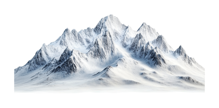 Majestic snow-capped mountains rising in the winter sunlight, perfect for outdoor adventure themes and nature exploration, cut out
