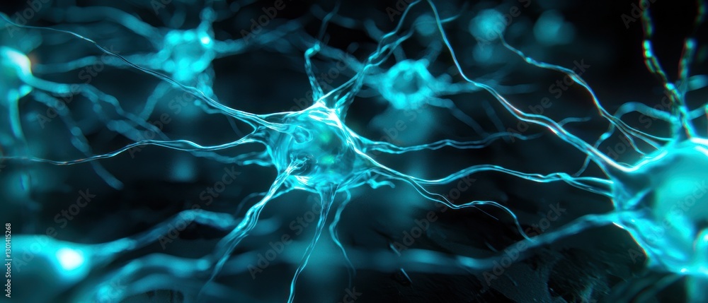 Poster microscopic view of a neuron cell's intricate network