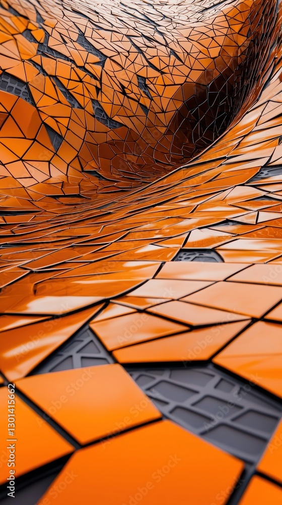 Poster abstract orange geometric pattern: a digital 3d render of interlocking polygons