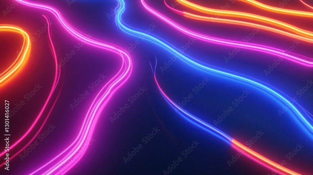 Poster colorful neon streaks of light create abstract illuminated patterns