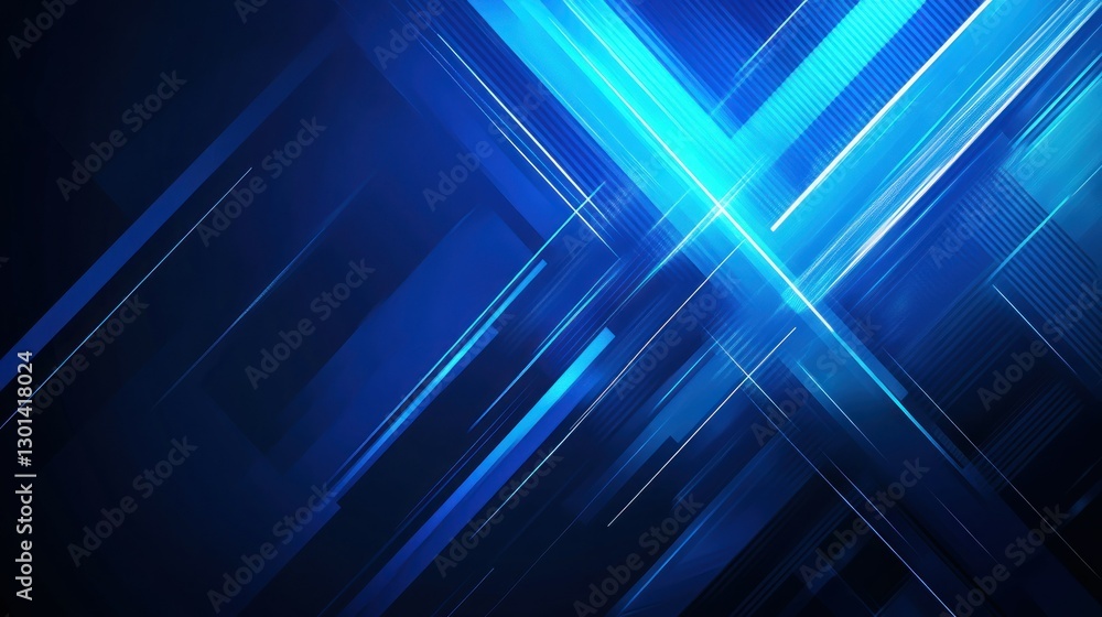 Poster abstract image showing blue lines and geometric shapes crossing