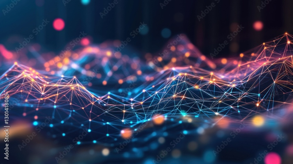 Poster abstract depiction of digital connections and evolving network data