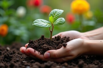 Nurturing a young plant in rich soil