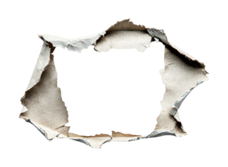 Torn paper with jagged edges revealing empty space for text or images in creative designs and personal projects, cut out