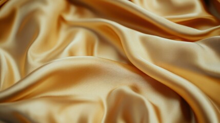 Obraz premium Golden Silk Fabric Showing Smooth Drapes and Subtle Reflections of Light