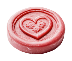 Heart-shaped red wax seal for creative projects and decorative envelopes, cut out