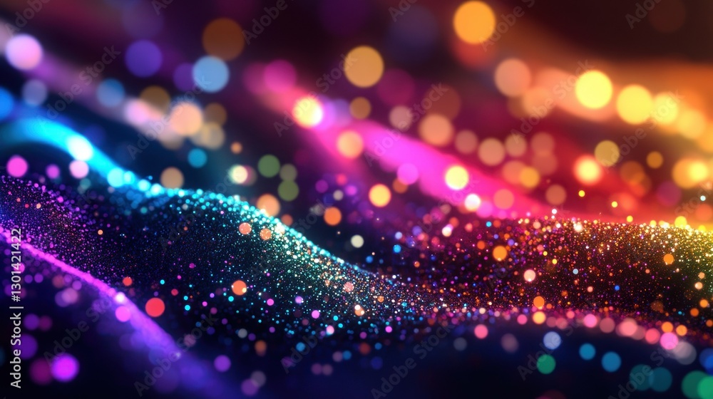 Aufkleber abstract colorful flowing shapes with blurred bokeh light elements